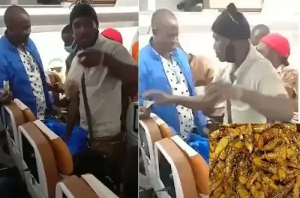 MAD O!! Ugandan Men Face 7-Years Imprisonment For Selling Roasted Grasshoppers In Airplane
