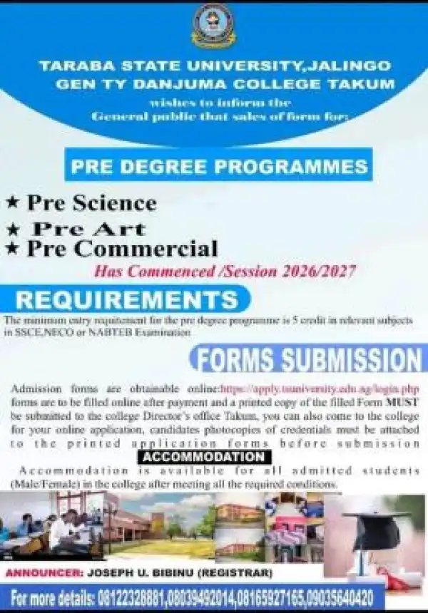 TASU commencement of Pre-Degree programme admissions, 2026/2027