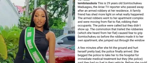 “Armed Robbers Didn’t Kill Sommie”- Family Friend Breaks Silence On Arise TV Anchor’s Tragic Passing