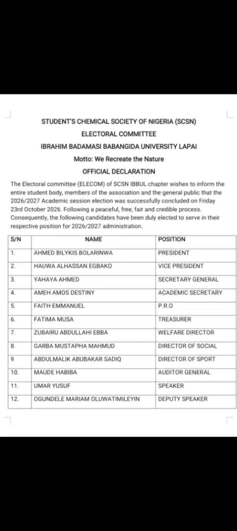 IBBU announces newly elected student executives
