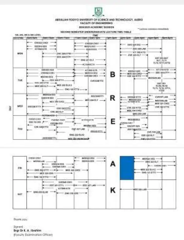KSUSTA releases second semester lectures timetable, 2024/2025
