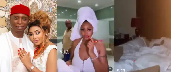 Regina Daniels Responds After Posting A Video of Her Husband Using The Restroom
