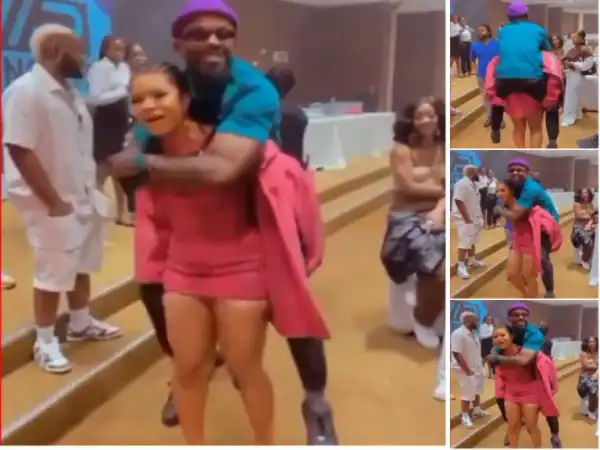 The Moment BBNaija Star, Liquorose Gave Michael Piggyback Ride (Video)