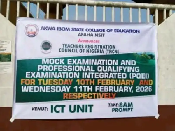 AKSCOE announces date for conduct of TRCN mock exam and Professional Qualifying Examination