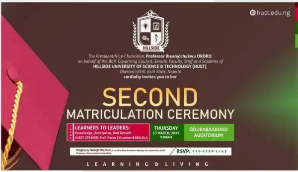 Hillside University 2nd matriculation ceremony announced
