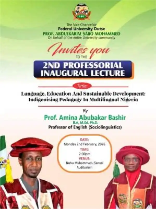 Federal University Dutse to Host 2nd Professorial Inaugural Lecture