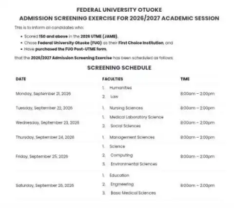 FUOTUOKE notice on screening schedule, 2026/2027