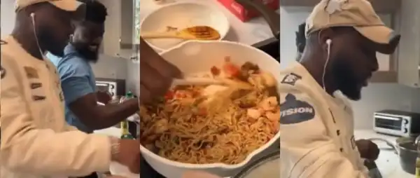 Davido shows off his cooking talent with mouth-watering stir-fry noodles