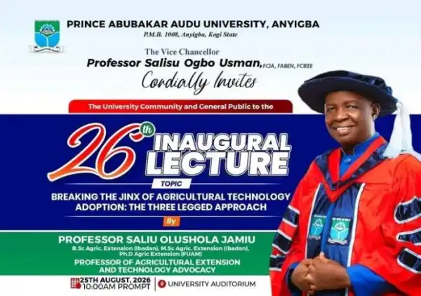 PAAU announces 26th Inaugural Lecture