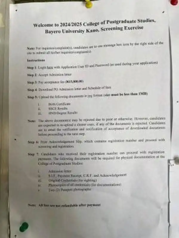 BUK releases screening exercise procedures for Postgraduate students, 2024/2025