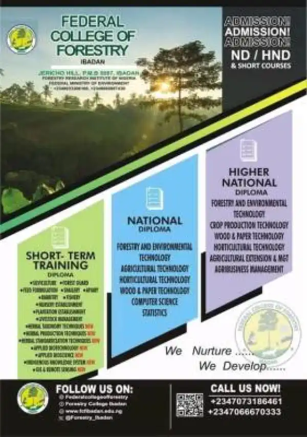 Federal College of Forestry, Ibadan announces admissions for 2025/2026 session