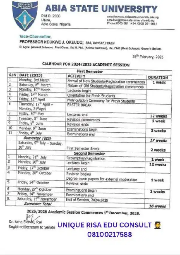 ABSU approves commencement of 2024/2025 session
