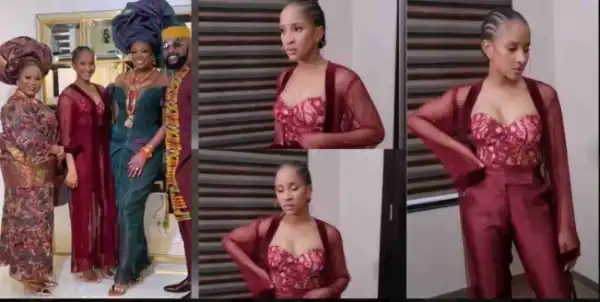 Actress, Adesua Etomi Dragged Over Choice Of Outfit To Kemi Adetiba’s Wedding Ceremony (Photos)