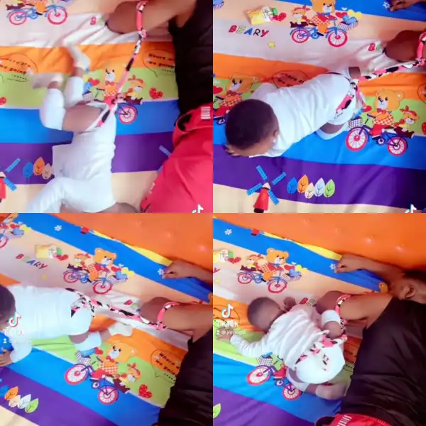 Actor Junior Pope Shares Hilarious Video Showing How He Babysits His Third Son