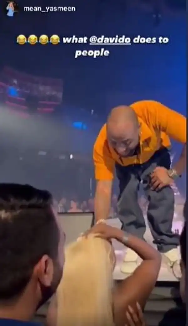 The Moment A Lady Screamed In Excitement After Davido Made Her Duet With Him During A Performance In Dubai (Video)