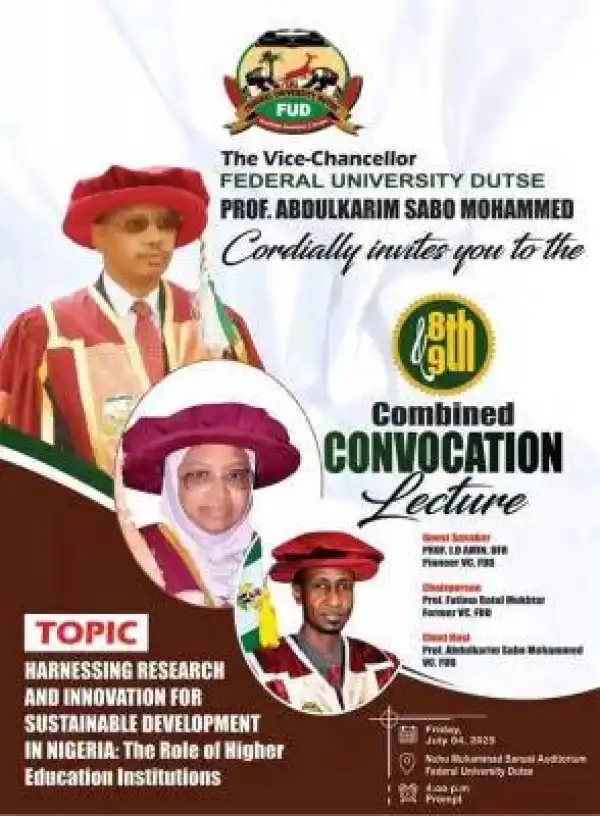FUDutse announces 8th & 9th Combined Convocation