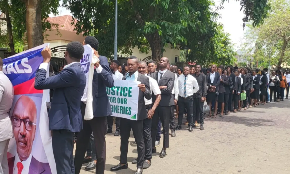 Anti-Mele Kyari protest hits Saudi Embassy in Abuja