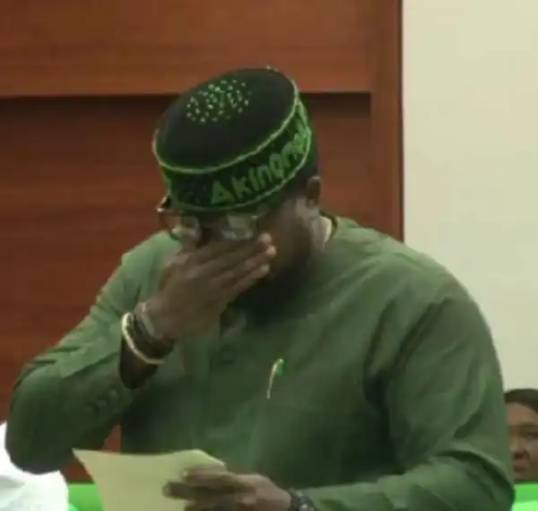 Reps Spokesperson, Hon. Akin Rotimi Breaks Down At Plenary While Discussing Insecurity In Ekiti (Video)