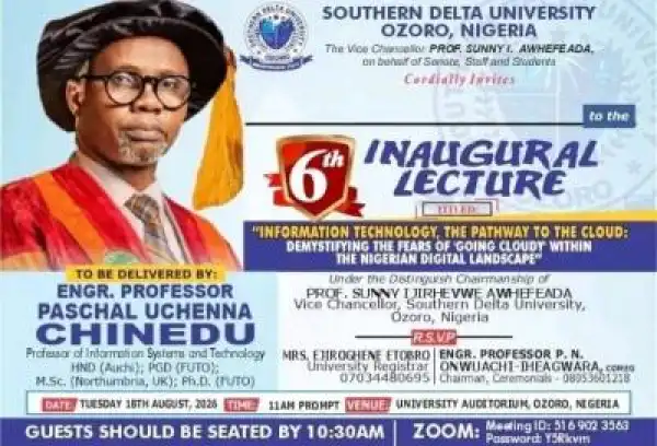 Southern Delta University announces 6th Inaugural Lecture