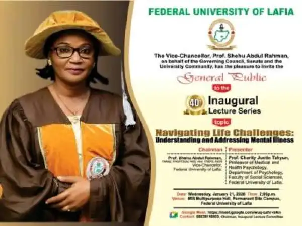 Federal University of Lafia Invites Public to 40th Inaugural Lecture