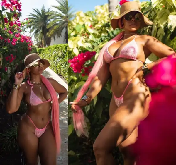Bikini-clad Ashanti flaunts her hot body in new photos as she continues to celebrate her 40th birthday in Antigua