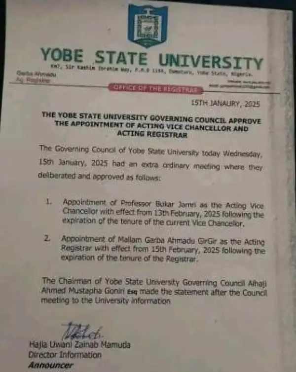 YSU appoints acting Vice Chancellor and acting Registrar