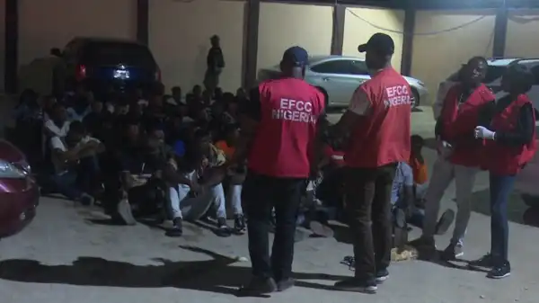 EFCC Raids Lagos Hotel, Arrests Owner, Parades 79 Suspected Yahoo Boys [PHOTOS]