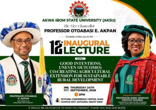 AKSU announces 12th Inaugural Lecture
