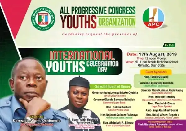 Tinubu’s Youth Group Convener, Ogunolu Samsideen Quits APC (Pics)