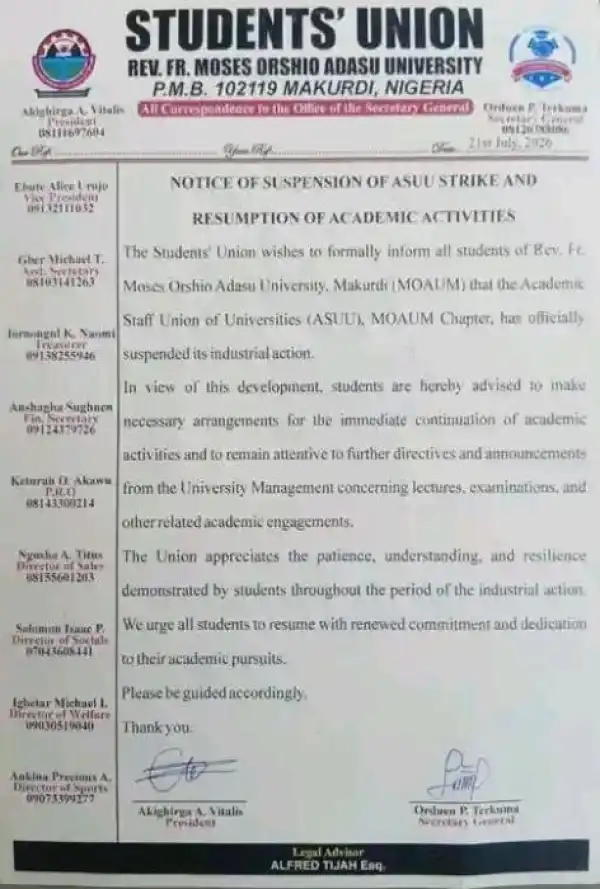 BSU SUG issues notice to students on resumption of academic activities