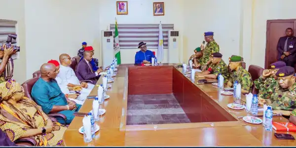 Delta Governor Oborevwori Meets Military Team Investigating Killing Of 17 Army Personnel In Okuama Community