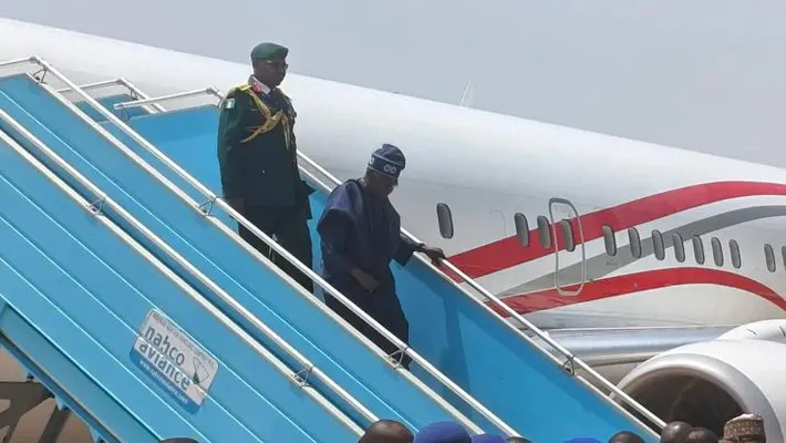 Tinubu arrives Kaduna, to attend wedding, visit Buhari’s family