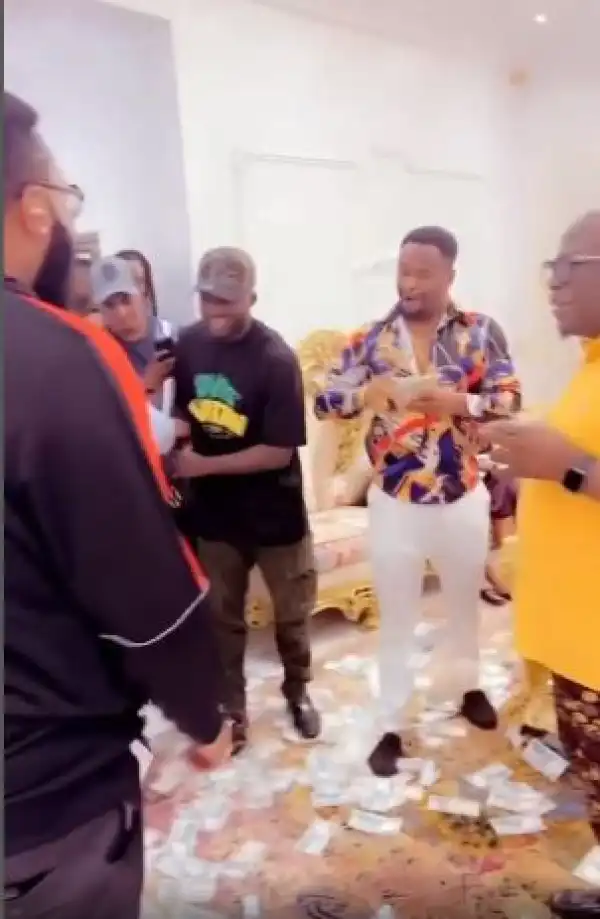 Wow! Actor, Zubby Michael Makes Money Rain At E-Money’s Birthday Party (Video)