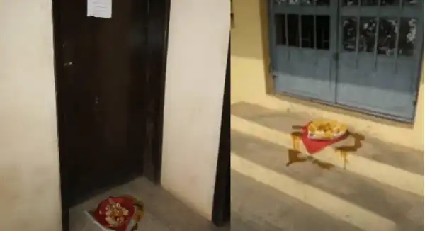 ‘Sacrifice’ found in front of University Professor’s office