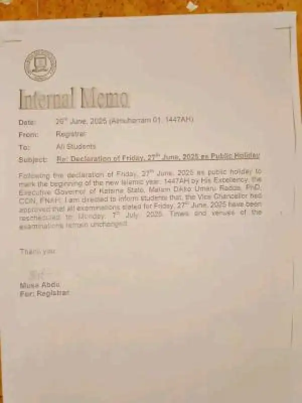 UMYUK reschedules examination slated to start 27th June