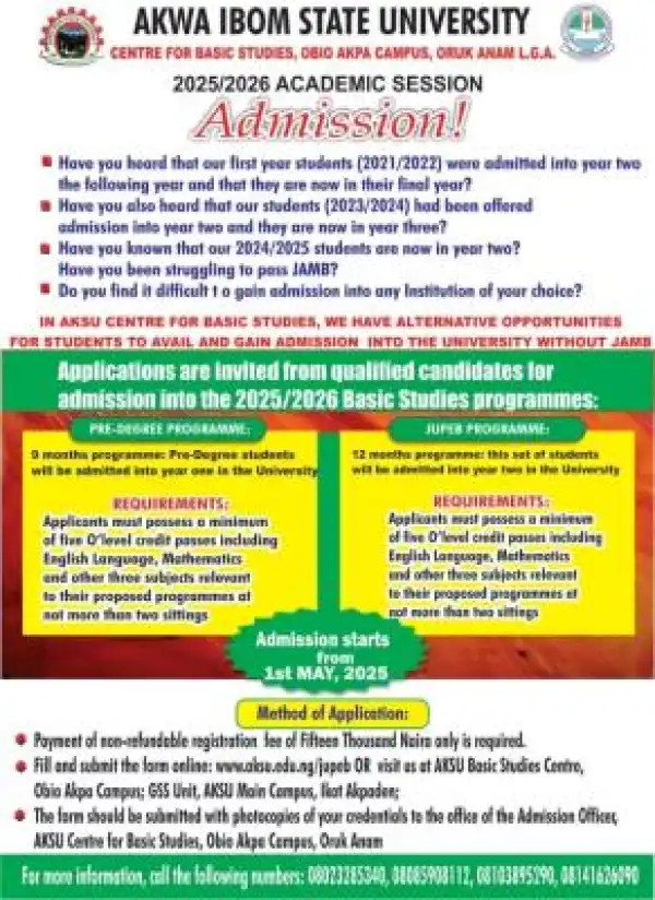 AKSU releases Basic Studies admission form for 2025/2026 session