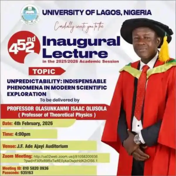 UNILAG announces 452nd inaugural lecture