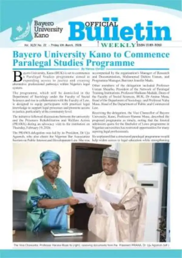 BUK to launch Paralegal Studies Programme.