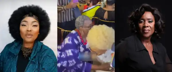 Social Media Buzz As Eucharia Anunobi Kneels To Greet Joke Silva