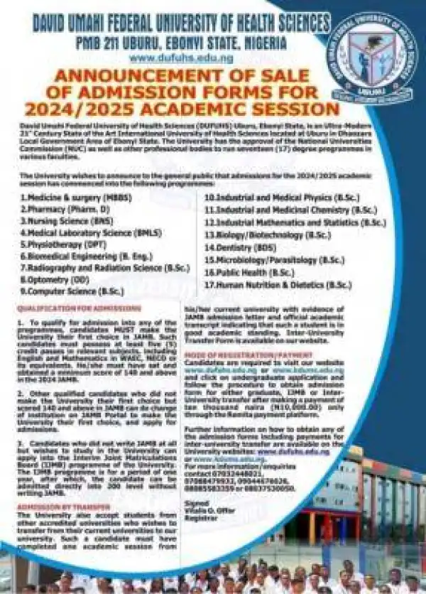 David Umahi University of Health Sciences Post-UTME 2024: eligibility and registration details