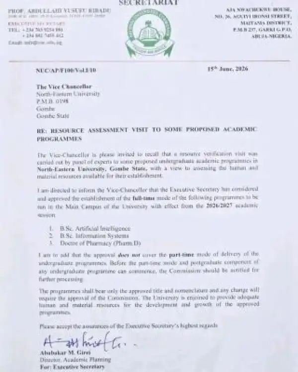 North-Eastern University, Gombe gets NUC