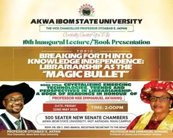AKSU announces 10th Inaugural Lecture