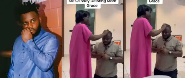 “Blessed And Anointed”- Sabinus Gets Spiritual Touch From Odumodu Blvck’s Mother