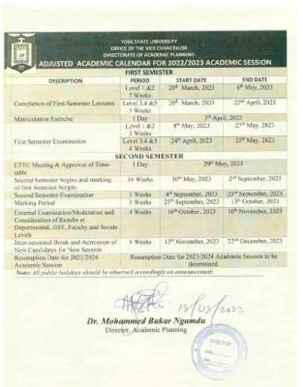 YSU adjusted academic calendar, 2022/2023