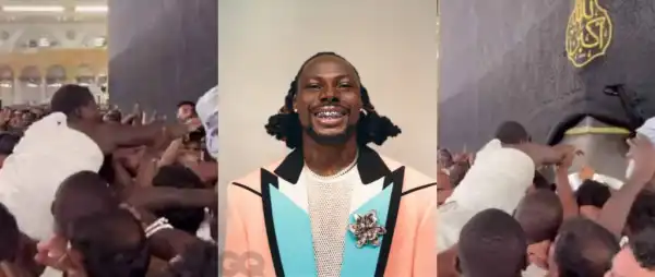 “Asake Manage!” – Crowd Cheers Singer as He Tries to Touch Black Stone in Mecca