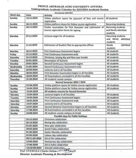 PAAU announces commencement of 2023/2024 academic session
