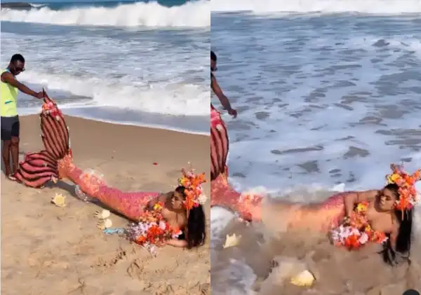 Crossdresser Bobrisky causes buzz online as he rocks a mermaid costume