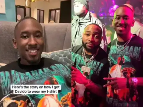Davido's Fan Shares Story Of How He Successfully Got Him To Wear His Custom ‘Unavailable’ T-Shirt At AWAY Festival
