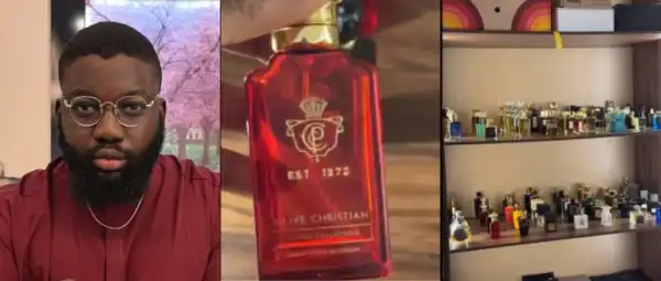 “No Man In Lagos Can Compete With My Scent”- Opeyemi Famakin Shows Off Expensive Perfume Collections