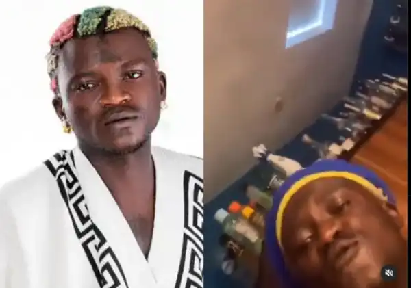 “Nah ifa shayo b dat not decoration”- Portable Decorates Room With Empty Expensive Alcohol Bottles